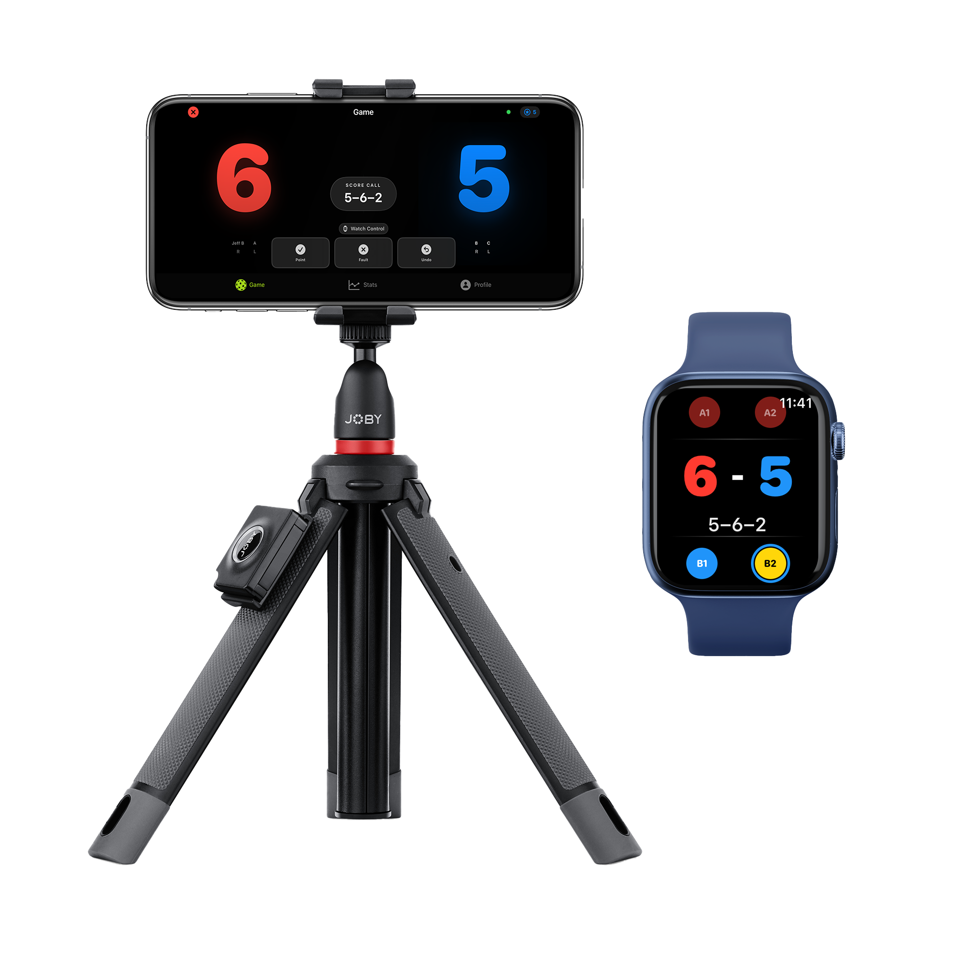 iPhone on tripod showing Zero Zero Two scoreboard